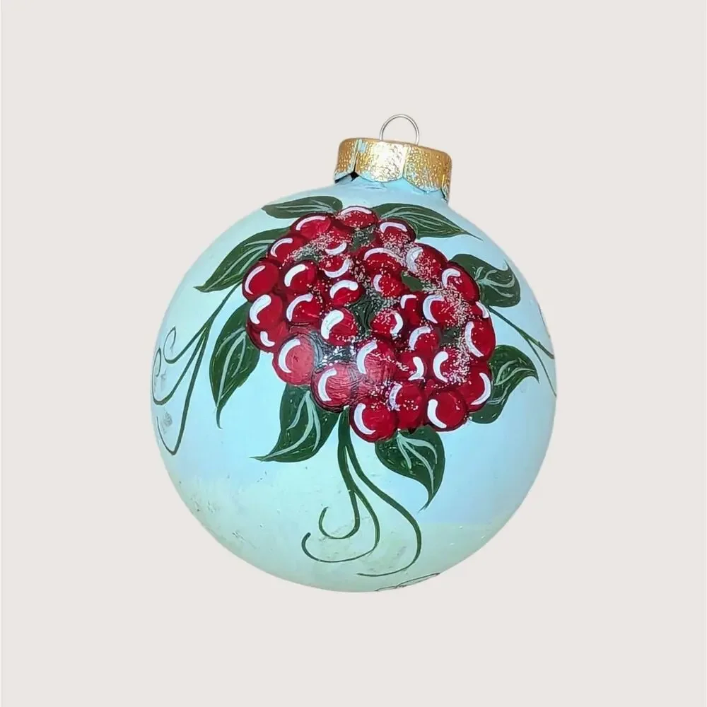 Vintage Hand Painted Baltimore Oriole Glass Christmas Ornament